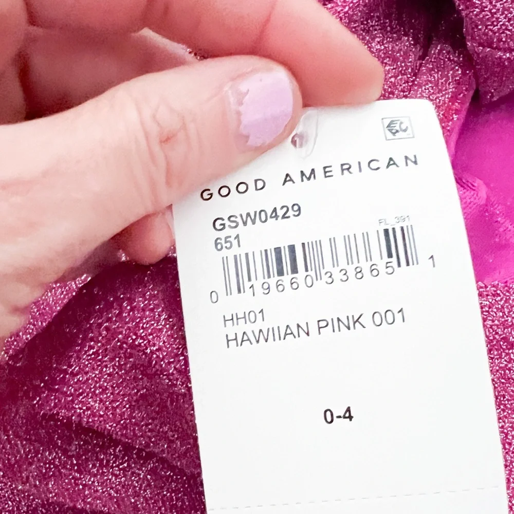NWT- GOOD AMERICAN x Revolve Glitter Tie Sarong in Hawaiian Pink - Picture 7 of 13